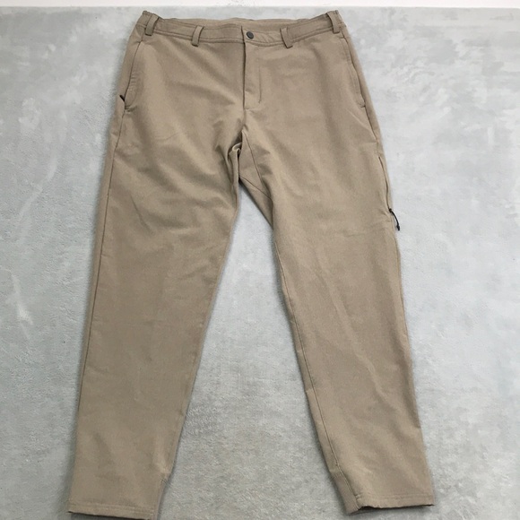 Mack Weldon Radius Tan Jogger Pants Zipper Pockets Mens Size Large - Picture 1 of 12